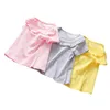 Kids Girls Solid Tops 3 Colors Lace Ruffle Leisure T-shirts Toddler Cotton Casual Big Girls Teens Summmer Clothes Teens Outfits