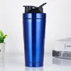 Protein Shaker Cup Tazza isolata in acciaio inossidabile Bottiglia d'acqua Palestra all'aperto Allenamento Bevanda Miscelatore per latte in polvere Bottiglie portatili da viaggio 129 V2