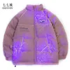 purple parka coat