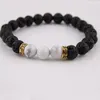 Wedding Party Gifts 3 Beads Men's Beaded Energy Lava Stone Gold spacer bracelet Gift