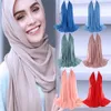 Women Plain Bubble Chiffon Scarf Hijab Wrap Printe Shawls Headband Muslim Hijabs Hijab Scarf Beach Style Retro Scarves Y1020