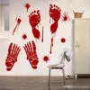 Sangue Handprint Pegada Adesivo de Parede Horror Parede Decalque Halloween Decoração Casa Adesivo de Janela PVC Reusável Porta Da Porta Etiqueta XVT0715