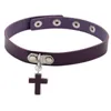 Wholesa Sexy Halsketten mit Kreuz-Anhänger, dunkler Punk-Halsband für Frauen, verstellbar, weiches PU-Leder, süßer Party-Gothic-Schmuck