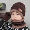 Unisex niños de punto cálido esquí invierno Slouchy deportes al aire libre acrílico Beanie pantalla táctil gorra bufanda sombrero guantes conjuntos CCD11419