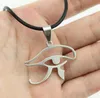 Fashion men and women stainless steel Egypt Eye of Horus Pendant titanium Jewelry Free choice bead Necklace Leather rope Cross chain