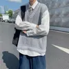 Hommes chandails hommes Harajuku torsion tricoté gilet pull hommes femmes Vintage sans manches laine col en V hauts printemps automne collège femme