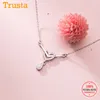 TrustDavis réel 925 en argent sterling romantique coeur goutte d'eau éblouissante CZ pendentif collier pour les femmes de mariage bijoux fins DB061 Q0531