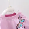 Conjunto de ropa para niñas pequeñas, camiseta y pantalones de mariposa, conjuntos de ropa de primavera y otoño para niñas, trajes para niños 457 Y2