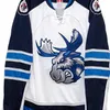 001 Real Bordado Completo Blue Branco Manitoba Moose CCM Premier Hóquei Jersey 100% Bordado Jersey ou Personalizado Qualquer nome ou Número Jersey