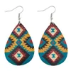 Dangle ljuskrona geometriska zigzag mönster UV print PU läder teardrop aztec örhängen för kvinnor mode etniska smycken bijoux gåvor hel