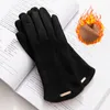 Fem fingrar handskar kvinnor039s vinter elegant varma pekskärm mocka full finger cykling drive vantar guantes femme8627989