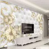 Style européen 3D bijoux fleur sac souple mural de luxe salon canapé TV fond imitation cuir motif papier peint peintures murales 210722