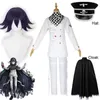 Danganronpa V3 Kokichi Oma Cosplay Costume Prezydent Peruka Cloak and Hat Halloween Carnival Party Costumes Y0913