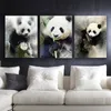Peinture murale imprimée sur toile, décoration artistique, Panda noir et blanc, manger du bambou, pour salon, affiche de maison sans cadre
