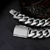 Hip Hop Jewelry 18mm Iced Cuban Link Chain, 18 k Miami Cuban Link Curb Chain for Men, Never Fading Solid Necklace X0509