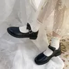 Chaussures Lolita avec nœud papillon Mary Janes pour filles, bout rond, talons bas, en cuir, chaussures décontractées, rétro, sangle à boucle, plates pour femmes, 8992N