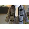 Mädchen Sets Kinder Kleidung Herbst Winter Plaid Koreanische Student Anzug Strickjacke Pullover + Shorts 2 stücke Kinder Outfits 210625