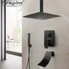 svart väggmonterade badkar med dusch