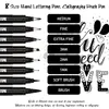 8pcs Hand Letter Pennen NEELD Treklijn kalligrafie Pen Waterdichte pigment Sketch Markers Pen voor ontwerp Art Supplie 210226