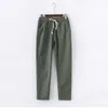 Lace Up Summer Pant Sweatpants Pantalon Femme Candy Colors Cotton Linen Harem Casual Plus Size Trousers C5212 210915