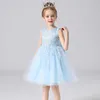 Biały Wedding Birthday Gown Koronki Tutu Princess Sukienka Kwiatowy Haft Dziewczyny Dzieci Odzież Dla Dzieci Dla Dzieci Ubrania Q0716