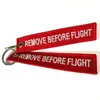 2021 „Remove Before Flight“-Gepäckanhänger, Etikettenschlüssel, bestickt, schöne Canvas-Spezial-Schlüsselanhänger, Gepäckanhänger, rot, im Opp-Beutel