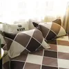 Bedding Sets Four-piece Duvet Cover Bed Sheet Home Textile And Solid Color Gray Bedspread Thickened Brushed Lattice
