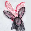 Party Favor Halloween Costume Birthday Wedding Ears Headband With Lace Eye Mask Black White Red Pink