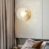 Lámpara de pared de pasillo minimalista moderna, decoración navideña de cristal redondo nórdico, luz para dormitorio y hogar