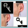 Dangle & Chandelier Earrings Jewelry Men S Punk Hypoallergenic No Piercing For Women Cross Star Gun Gecko Tower Clip On Ear Fashion In Bk Dr