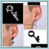 Dangle Lustre Boucles D'oreilles Bijoux Hommes S Punk Hypoallergénique Pas De Piercing Pour Femmes Croix Étoile Pistolet Gecko Tour Clip Sur L'oreille Mode En Bk Dr