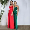 Green Jumpsuit Prom Dresses Sexig Spaghetti -band Cocktail Party Outfit Ruched Satin Empries Ladies Robe de Soiree2076