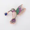 Women's 1pc 36x48mm golden plated Mixed Color Cz micro Bird brooch