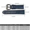 Maikes Quality Genuine Leather Watch Strap 22mm 24mm 26mm Fashion Blue Watch Accessories Watchband for Panerai Watch Band H0915