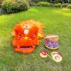 Classique Kid Lion Dance gong Drum Mascot Costume 5-10age 14inch Cartoon Props Sub Play Parade Outfit Dress Sport Fête Traditionnelle 265e