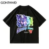 Gonthwid Tees Camiseta Urso Gummy Dos Desenhos Animados Tshirts Streetwear Hip Hop Harajuku Casual Algodão Manga Curta T-shirt Solta Tops C0315