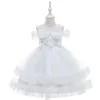 Vestidos para meninas de 3 a 10 anos, vestido infantil para casamento, tule, pérolas vermelhas, menina elegante, princesa, baile, festa, desfile, vestido formal