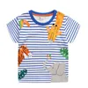 Jumping Meters Summer Arrival Stripe Boys Tees Tops Fashion Applique Dinosaurs Embroidery Baby Cotton T shirts Kid 210529