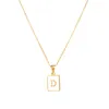 18K Gold Plated Initial Letter Necklace in Stainless Steel for Women, Dainty 26 Alphabet A to Z Rectangle Pendant Necklaces Teen Girls Gifts