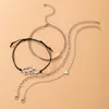 Cadena de eslabones HuaTang 4 unids/set Boho Color plata círculo redondo multicapa pulsera conjunto para mujeres llama geometría tejido joyería Kent22