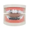 Dental Hollow Cross Grills Set Hip-Hop Ouro-Placado Cobre Lustrosas Cintas Acessórios Mulheres Homens Party Dentes Decoração Jóias