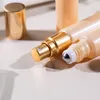 10ml Empty Pearl Gold Spray Atomizer Perfume Vials 50pieces Golden Line Lid Glass Steel Bead Roller Refillable Roll on Bottle