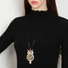 Shefly Baum des Lebens Halsketten Frauen Kristall Lange Pullover Kette Halskette GROßE Eule Hohl Lebensbaum Anhänger Halskette Weiblichen Schmuck