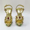 Sandales luxe diamant plate-forme chaussures de mariage mariée cristal strass talon épais cuir véritable métal décor femmes