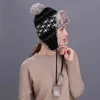 Jul snöflinga dekoration stickad hatt Ladi student söt varm hatt med päls boll fabrik direkt sal vinter beanie cap