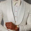 Kwiatowy Kwiat Żakardowy Tuxedo Tuxedo dla Groomsmen 2 Sztuka Slim Fit Men Garnitury z Szal Kapel Afryki Męski Moda Kostium 2020 x0909 \ t