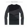 BROWON Casual T-shirts Men Long Sleeve Patchwork Design Streetwear Trend O-neck Plus Size Tshirt Mens Clothing M-5XL 210629
