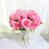 30 cm rosa cor-de-rosa buquê de seda peônia flores artificiais DIY noiva casamento decoração de casa flores falsificadas frutas de rosas de Natal falso