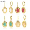 ANDYWEN 925 Sterling Silver Gold White Zircon Red Transparent Turquoise Drop Earring Piercing Pendiente Fine Jewelry Party 210608