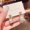 2022 New Arrival Charm Korean Love Imitation Pearl Elegant Bow Dangle Earrings For Women Fashion Water Drop Crystal Pendant Jewelry